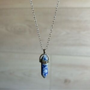 Sodalite Silver Tone Chain Necklace